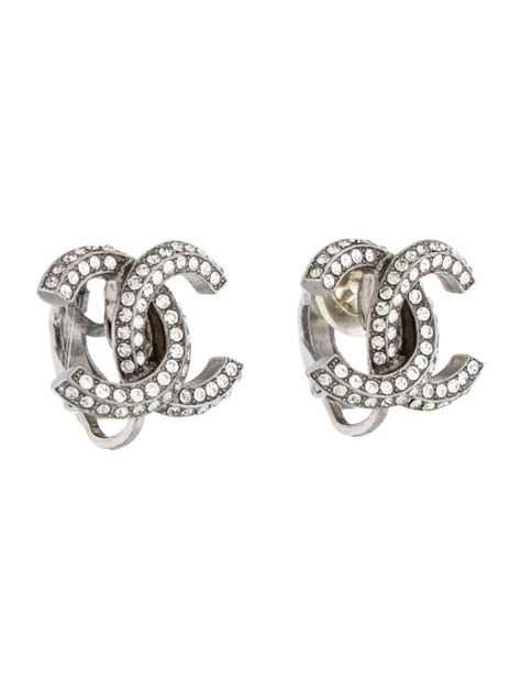 flower chanel earrings|Chanel crystal cc silver earrings.